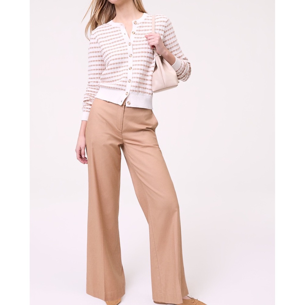 Ann Taylor Weekend Wide Leg Chino Pants Tan 10 New With Tags